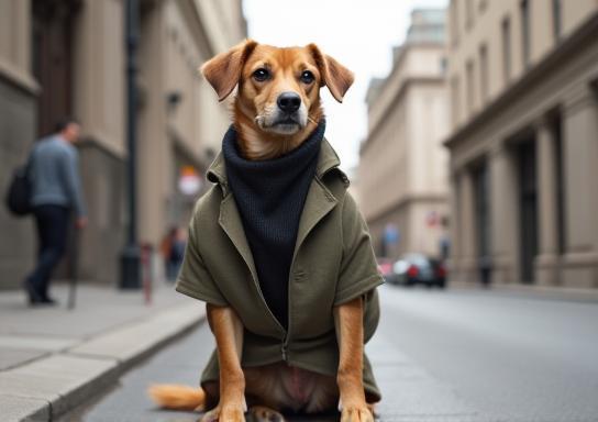 アーバンクラシックコレクション：凛々しい犬が街角で